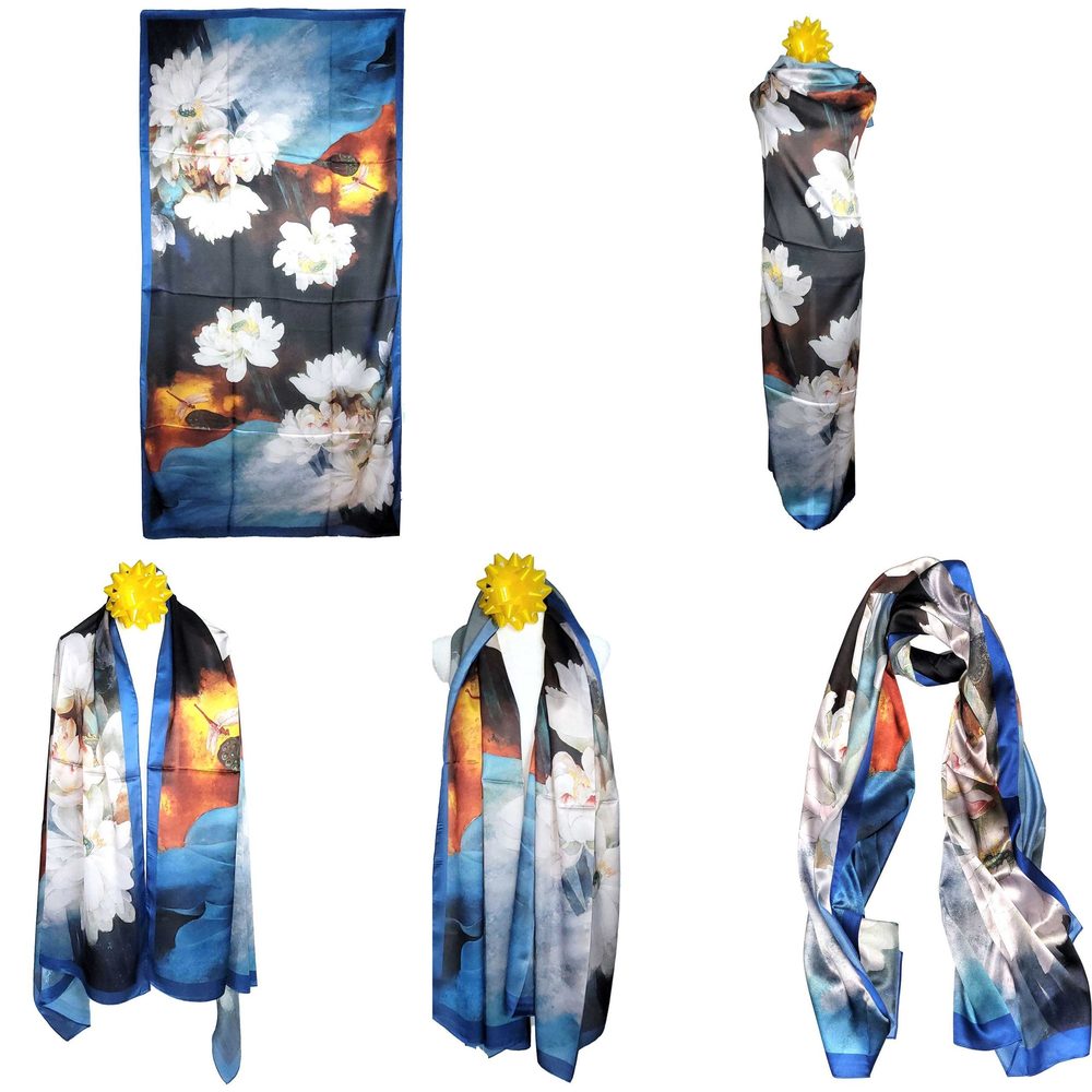NWT Long Soft Scarf 35"x70" Rectangle Silk Feeling 100% Shawl Wrap 02441